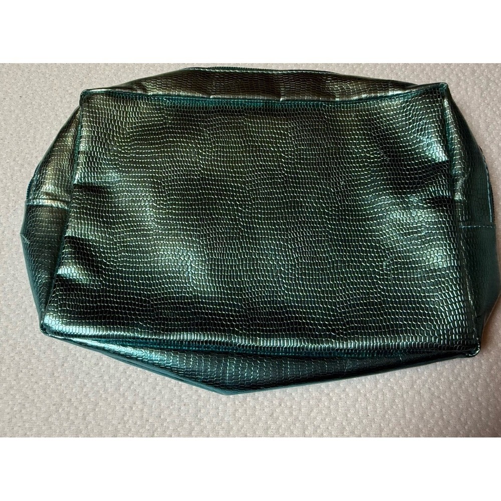 Neocutis Metallic‎ Blue Textured Makeup Cosmetic Bag 9x11 Zip Pouch